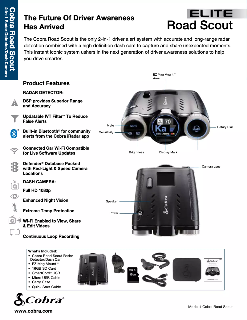 Página 1 del manual Ficha técnica Cobra Road Scout