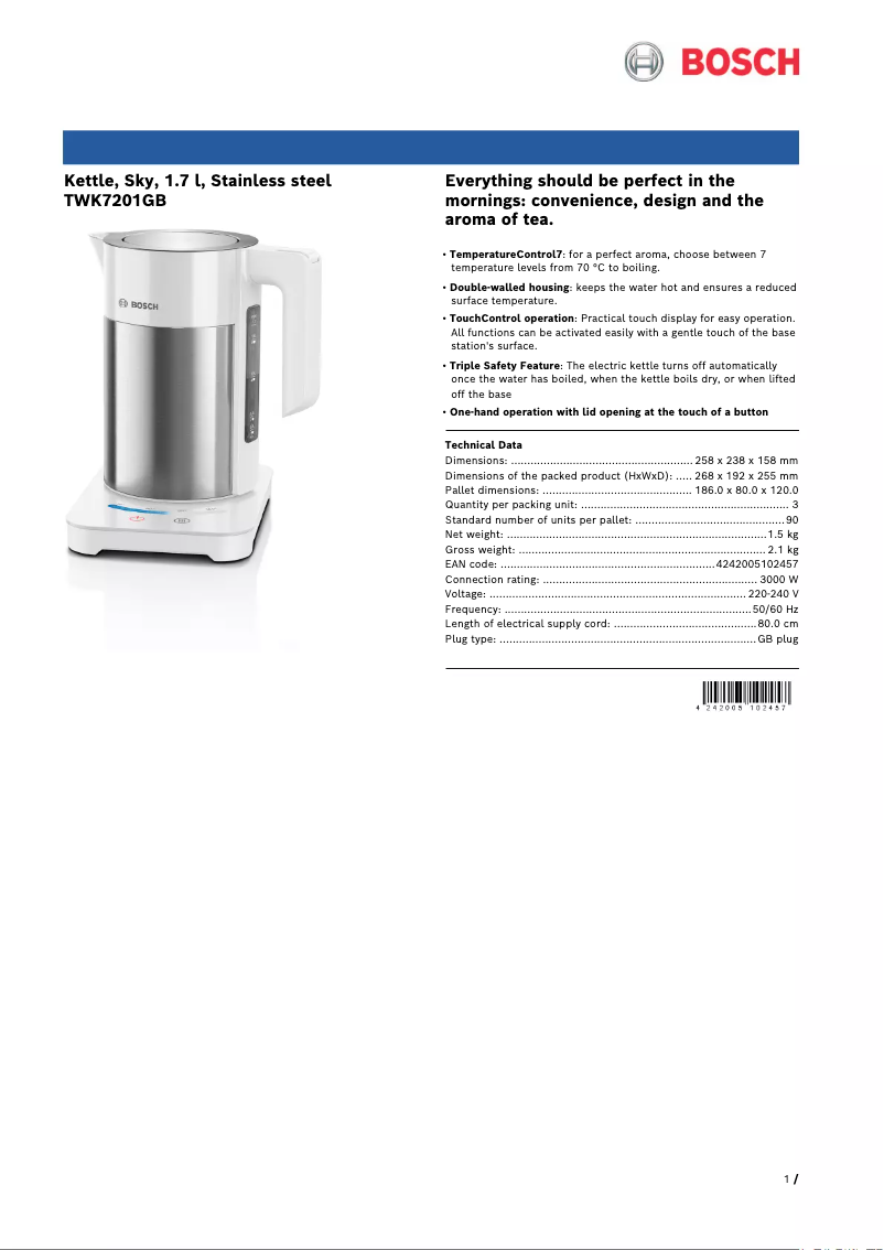 Image de la première page du manuel de l'appareil TWK720.GB