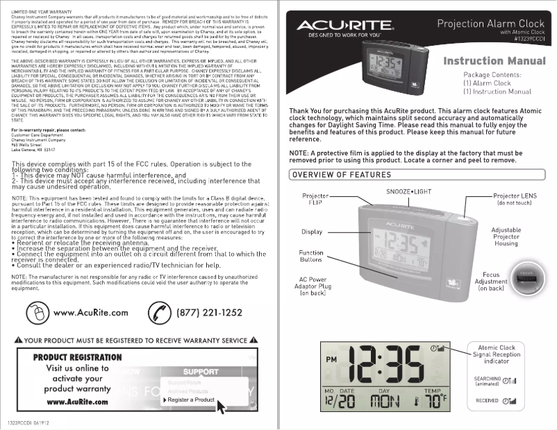 Page n°1 - Manuel utilisateur AcuRite 13239