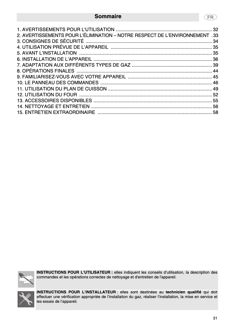 Page 1 de la notice Manuel utilisateur Smeg CB90SV