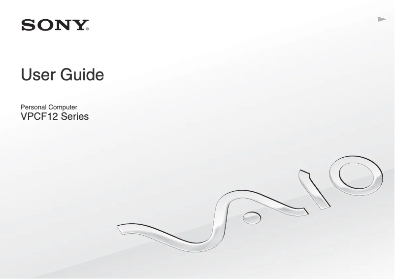 Page n°1 - Manuel utilisateur Sony Vaio VPCF123FX