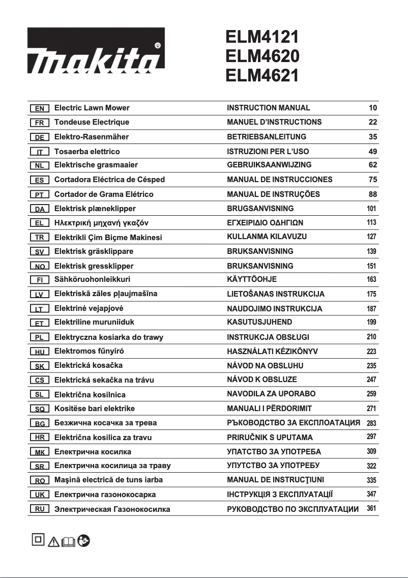 Page 1 de la notice Manuel utilisateur Makita ELM4121