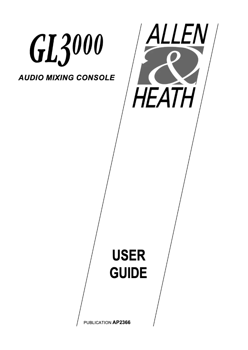 Page n°1 - Manuel utilisateur Allen & Heath GL3000