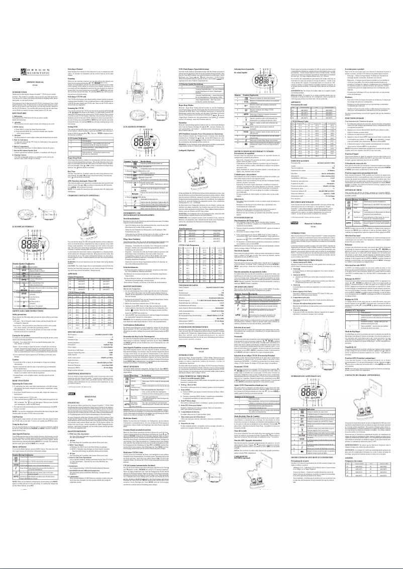 Page 1 de la notice Manuel utilisateur Oregon Scientific TP329