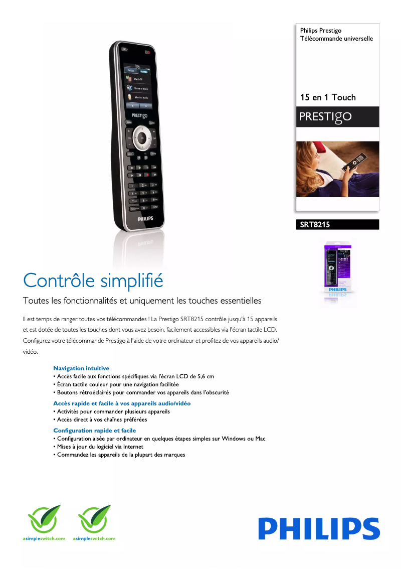 Page 1 of the manual Technical Sheet Philips Prestigo SRT8215