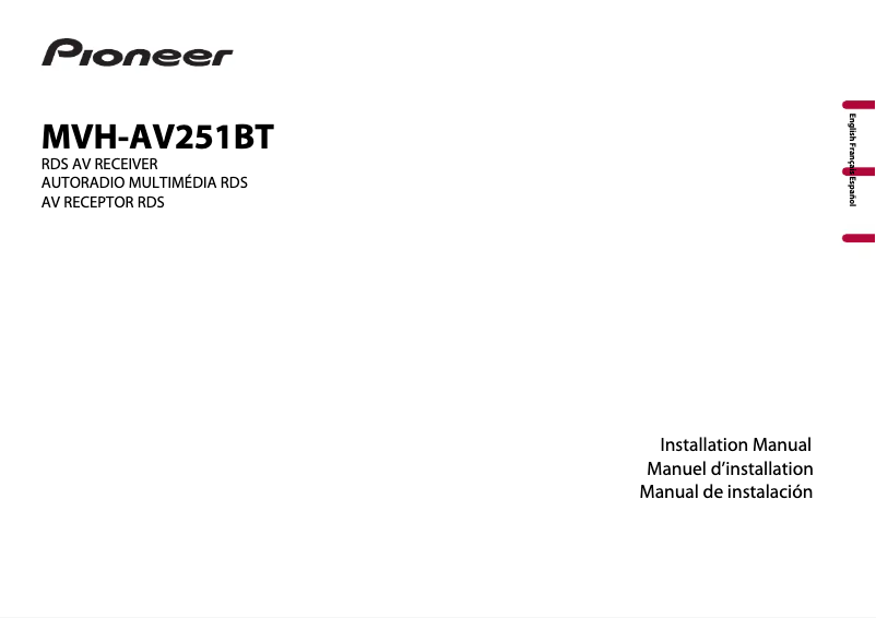 Page n°1 - Manuel utilisateur Pioneer MVH-AV251BT