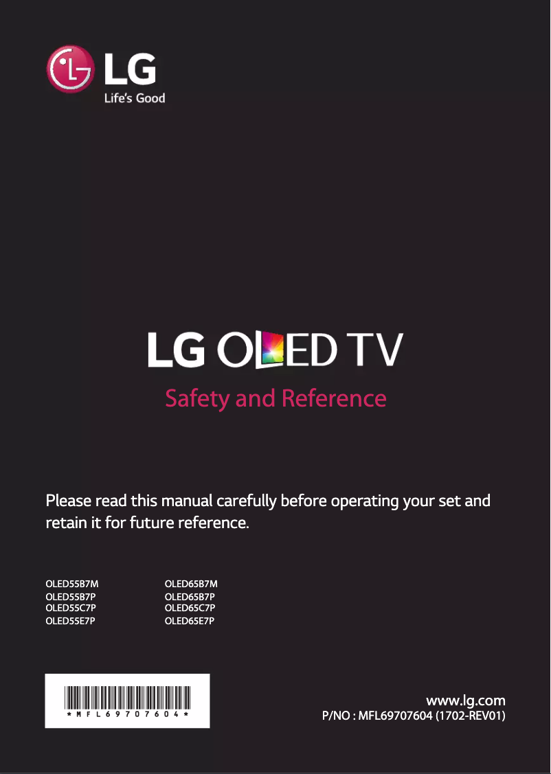 Image de la première page du manuel de l'appareil OLED65B7M