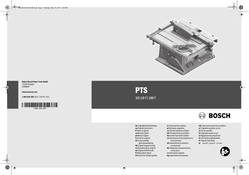 Page 1 of the manual User Manual Bosch PTS 10 T