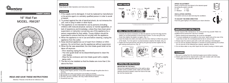 Page 1 de la notice Manuel utilisateur Ramtons RM/287