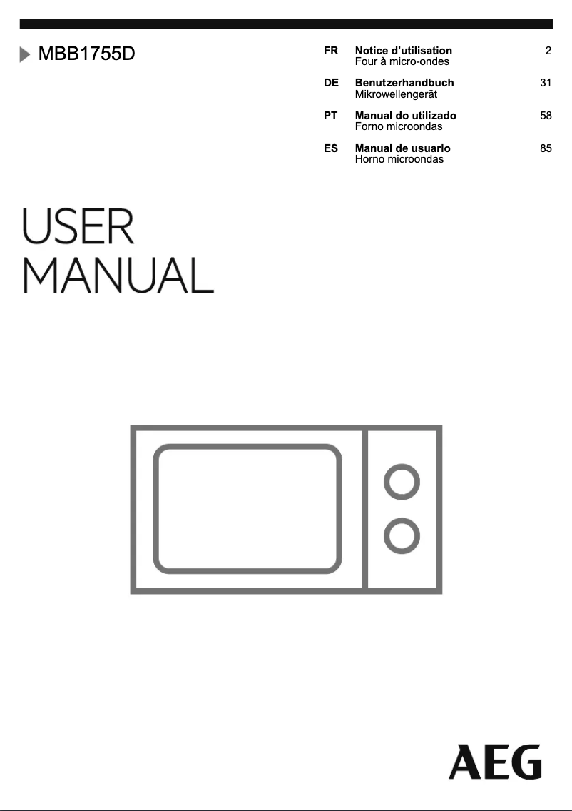 Page 1 de la notice Manuel utilisateur AEG MBB1755D-M