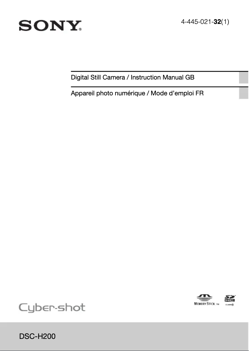 Page 1 de la notice Manuel utilisateur Sony Cybershot DSC-H200