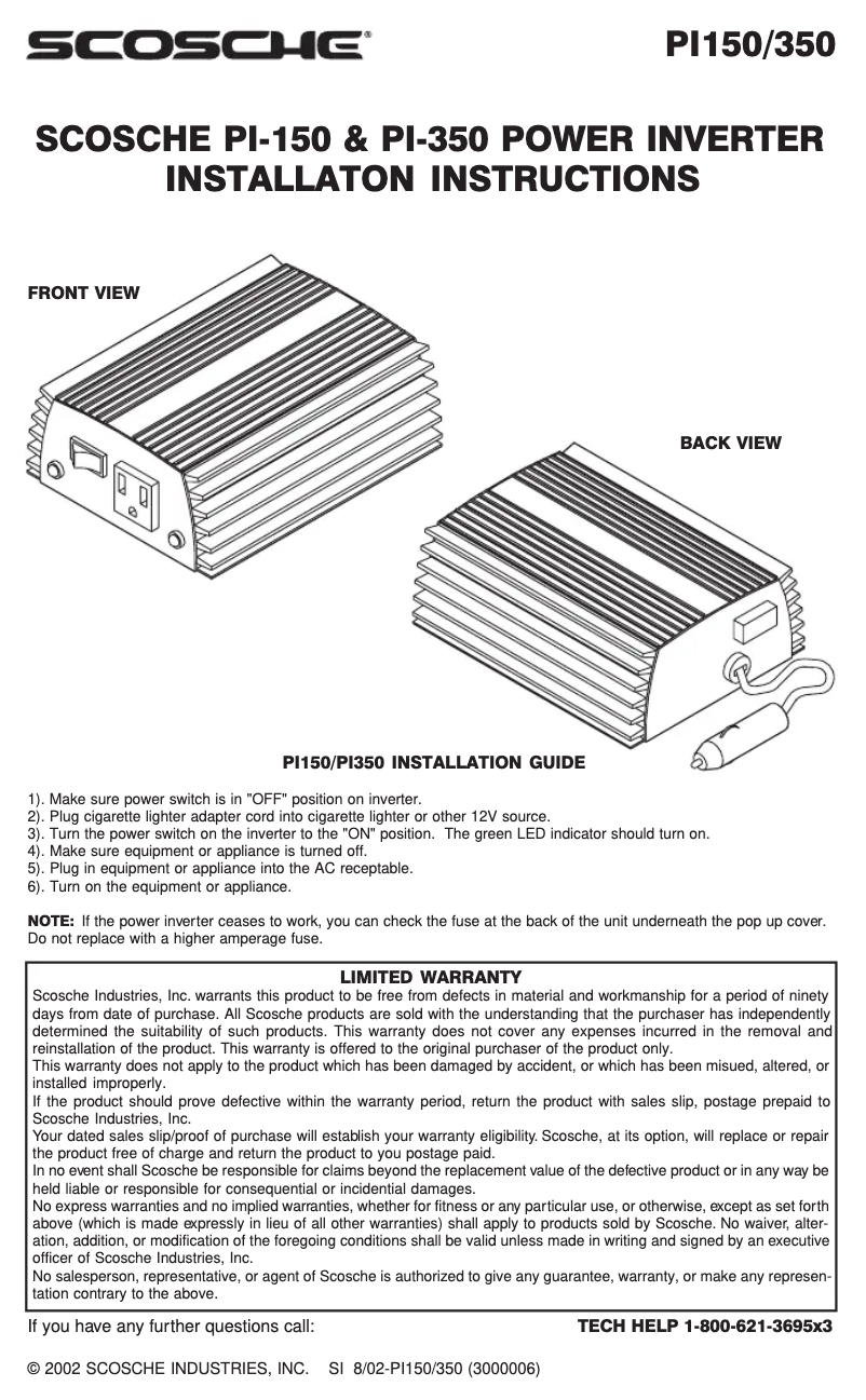 Page n°1 - Manuel utilisateur Scosche PI150