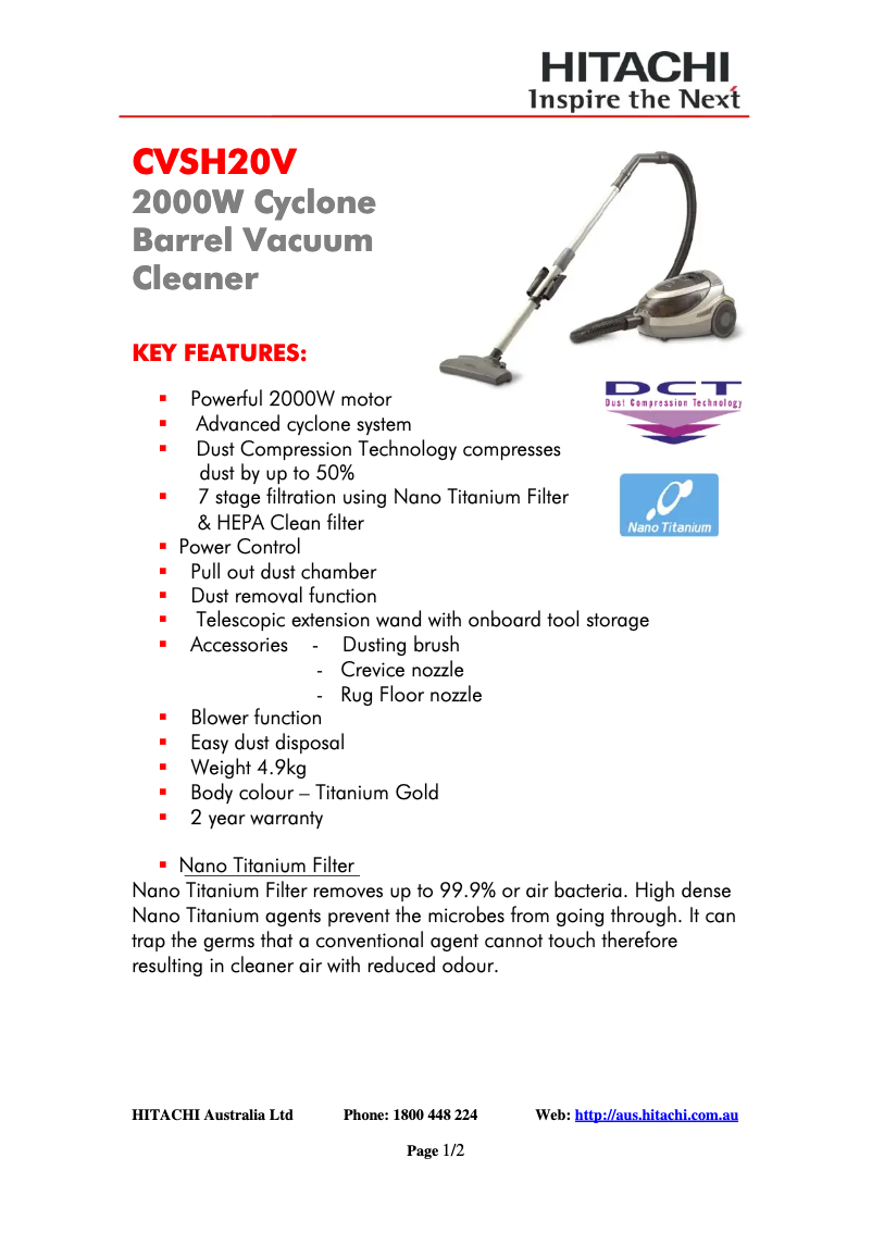 Page 1 de la notice Manuel utilisateur Hitachi CV-SH20V