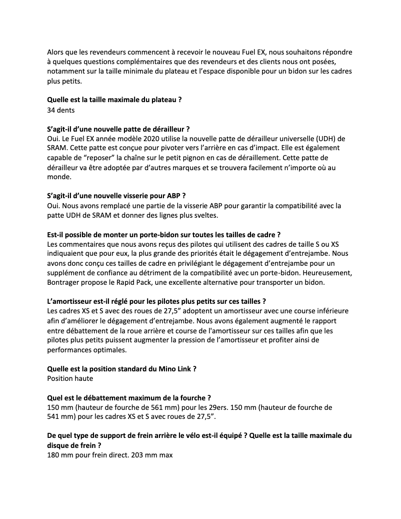 Page n°1 - FAQ Trek Fuel EX 5