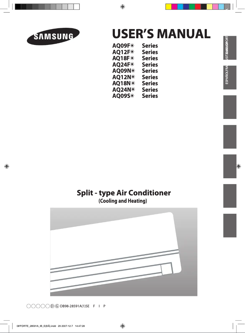 Page 1 de la notice Manuel utilisateur Samsung AQ12FDX