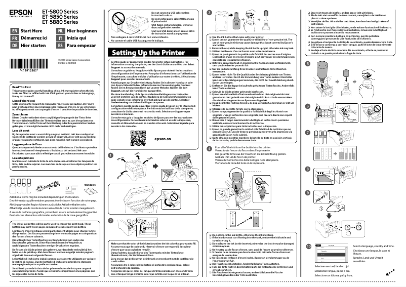 Page n°1 - Guide d'installation Epson EcoTank ET-5850