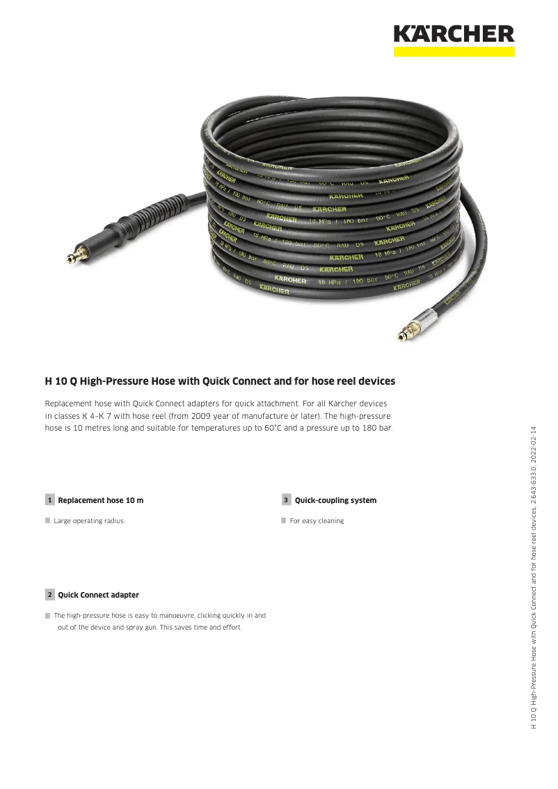 Image de la première page du manuel de l'appareil H 10 Q High-Pressure Hose Quick Connect