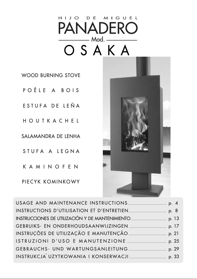 Page 1 de la notice Manuel utilisateur Panadero Osaka