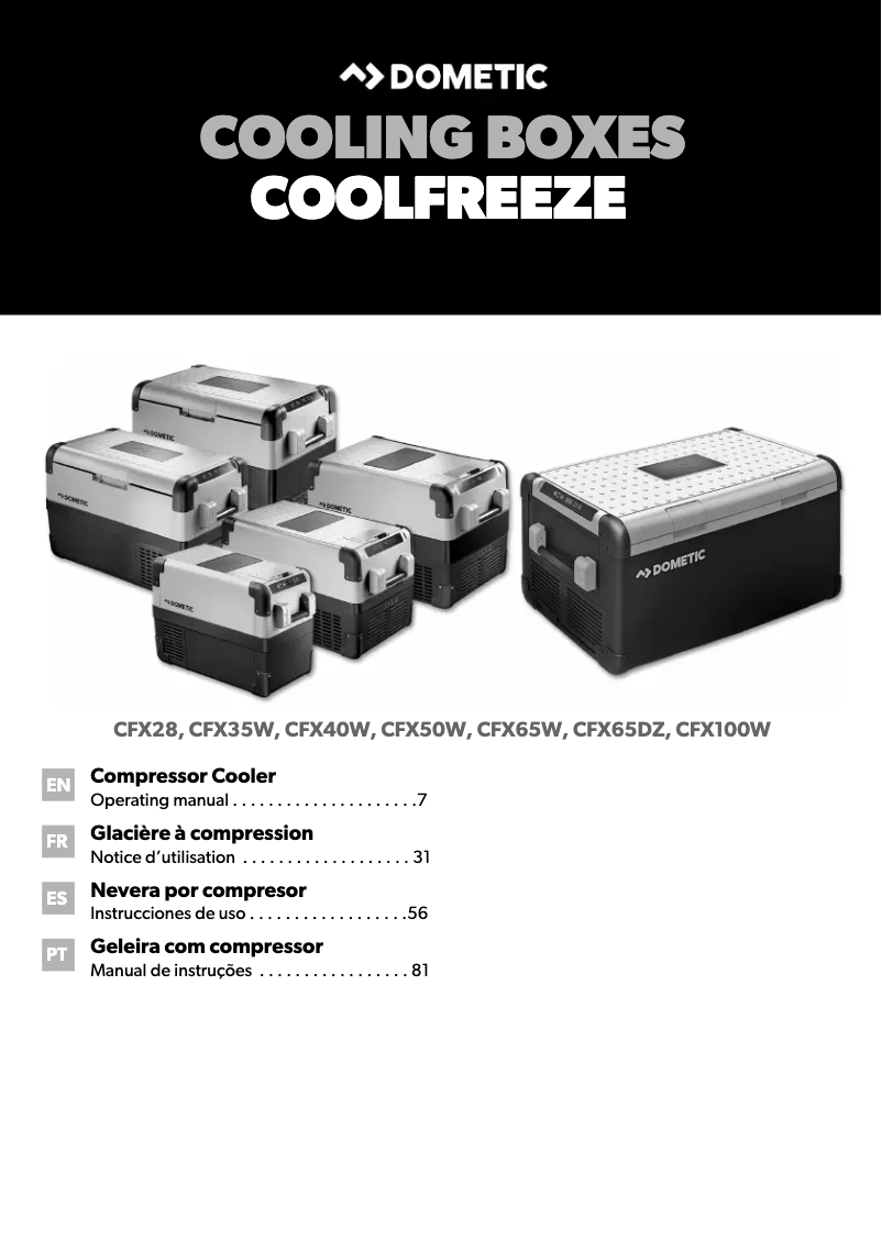 Image de la première page du manuel de l'appareil CoolFreeze CFX 100 W