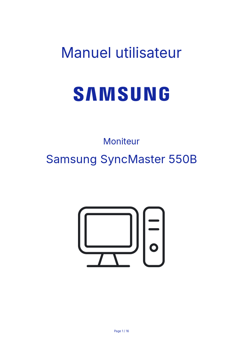 Page n°1 - Manuel utilisateur Samsung SyncMaster 550B