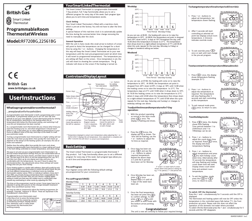 Page 1 de la notice Manuel utilisateur British Gas 22561BG