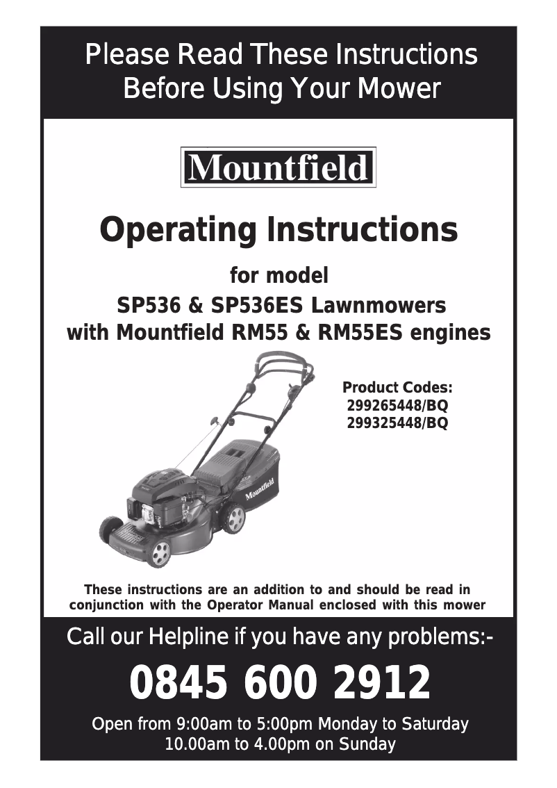 Page 1 de la notice Manuel utilisateur Mountfield SP536ES