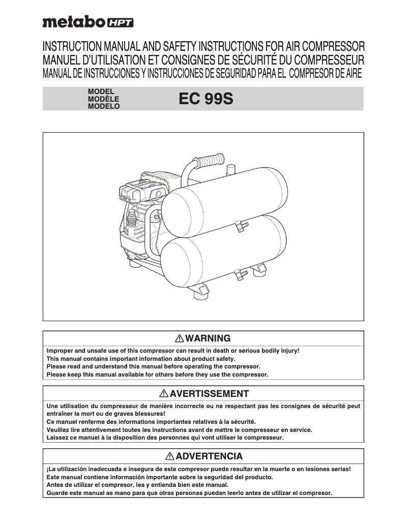 Page 1 de la notice Manuel utilisateur Metabo EC99S