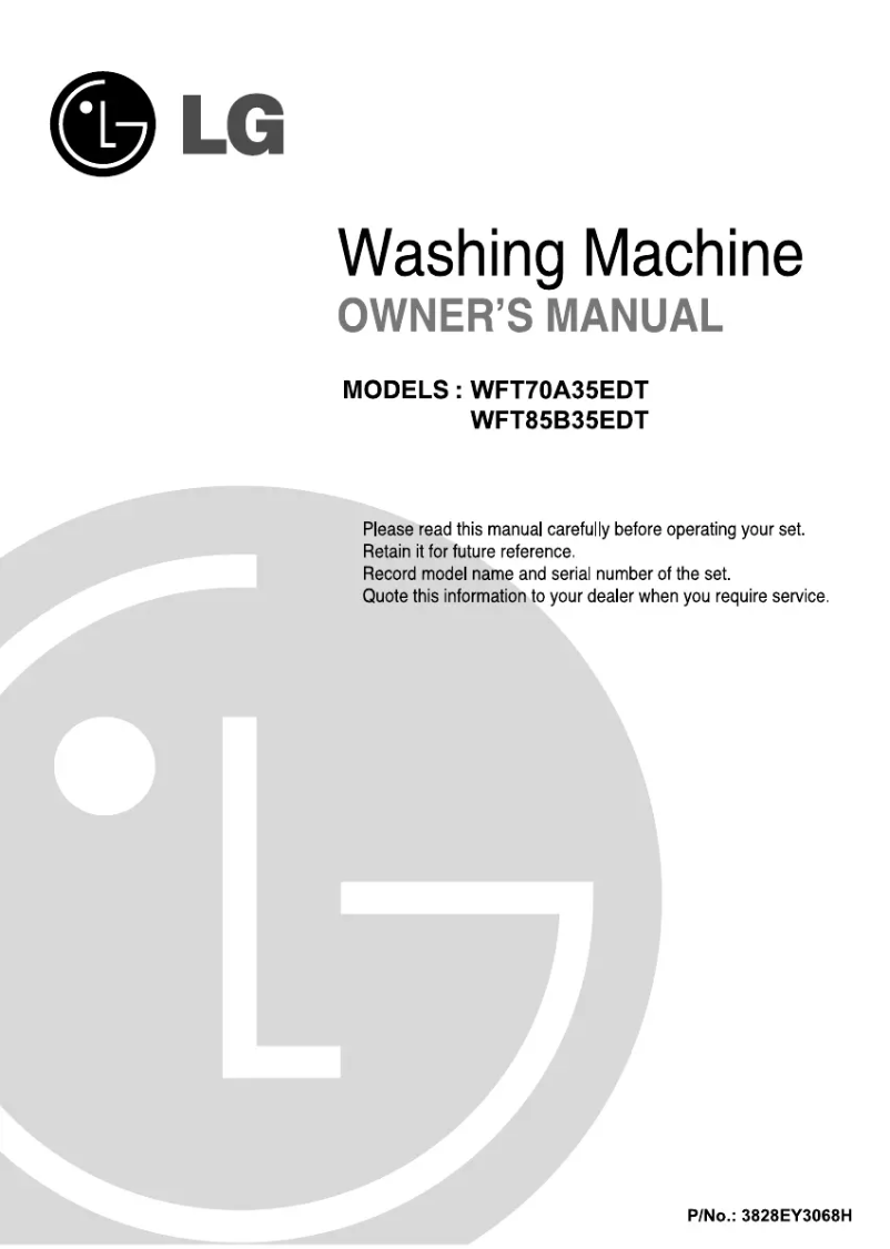 Page 1 de la notice Manuel utilisateur LG WFT85B35EPT