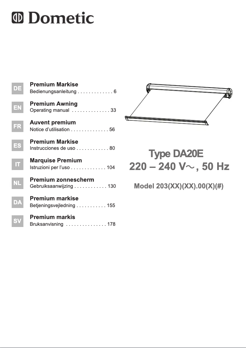 First page image of the manual for DA20E