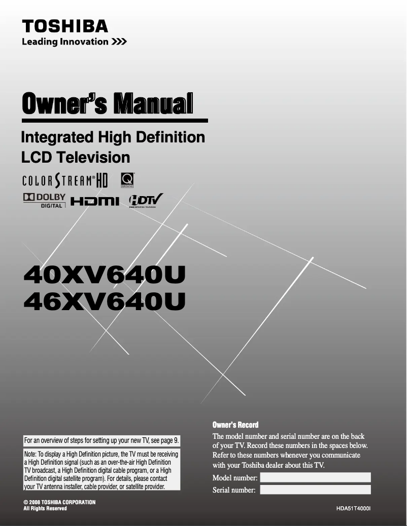 Image de la première page du manuel de l'appareil 40XV640U
