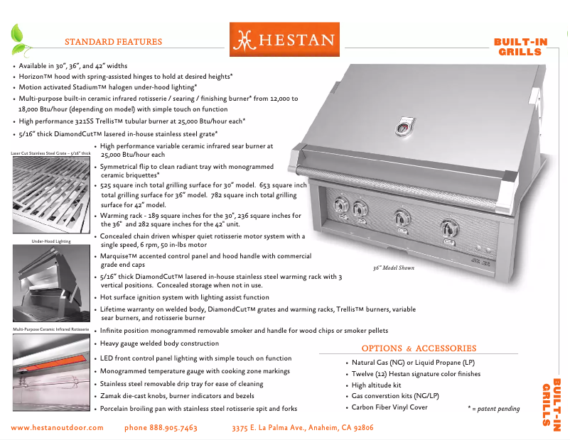 Page 1 de la notice Fiche technique Hestan GABR36-LP