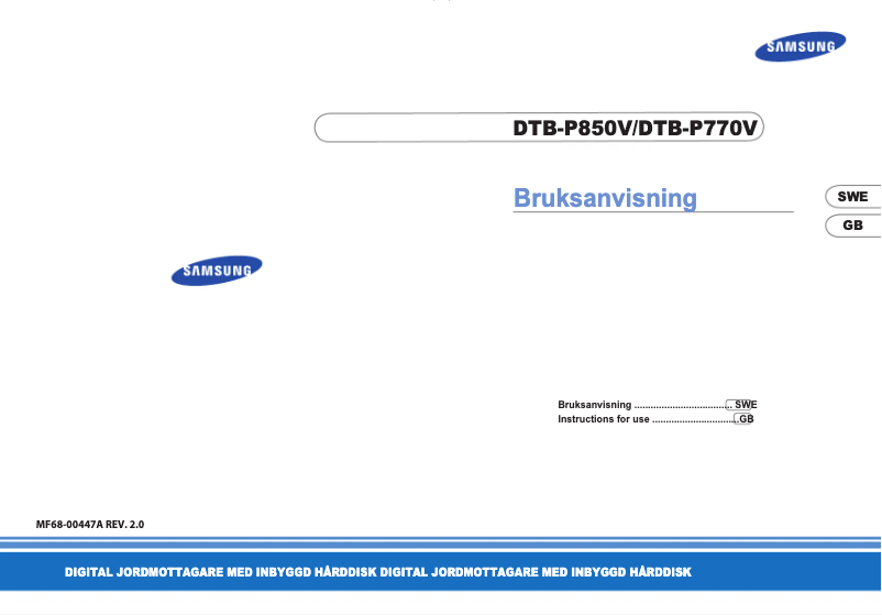 Page 1 de la notice Manuel utilisateur Samsung DTB-P770V