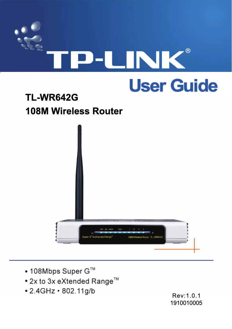Page 1 de la notice Manuel utilisateur TP-Link TL-WR642G