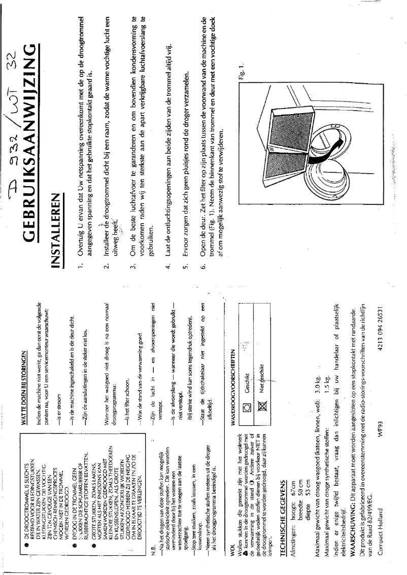 Page 1 de la notice Manuel utilisateur Indesit WT32