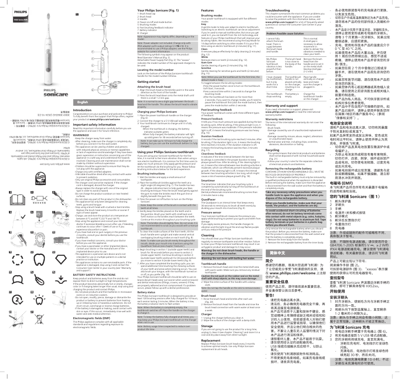 Page 1 de la notice Manuel utilisateur Philips Sonicare HX5262