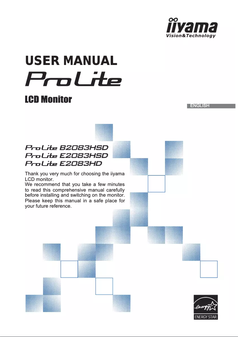 Page 1 de la notice Manuel utilisateur Iiyama ProLite E2083HD