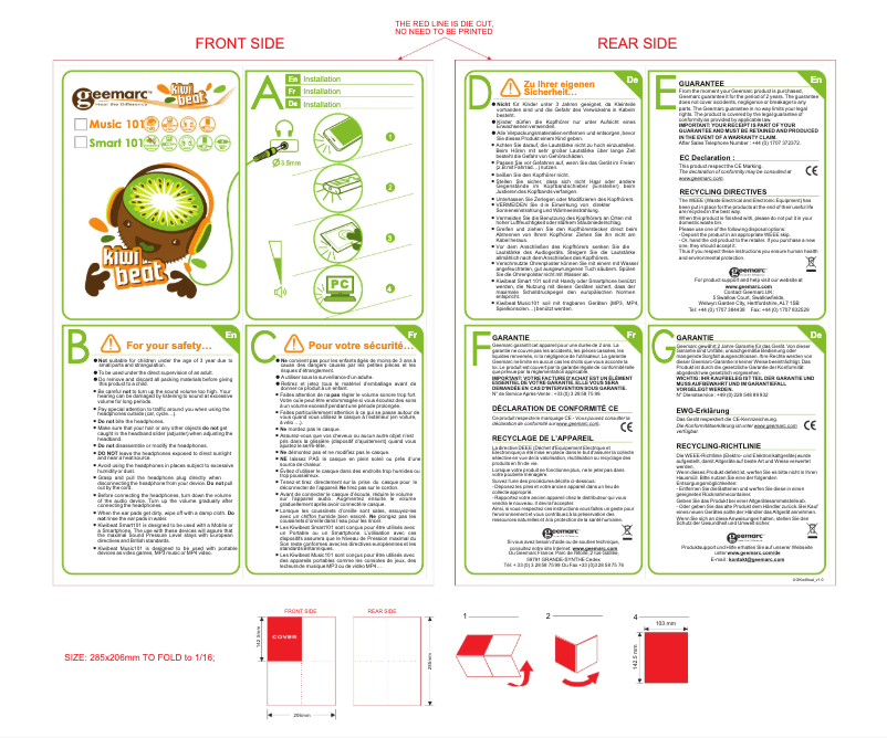 Page 1 de la notice Manuel utilisateur Geemarc Kiwibeat Music 101