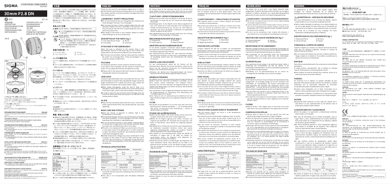 Page 1 de la notice Manuel utilisateur Sigma 30mm F2.8 DN