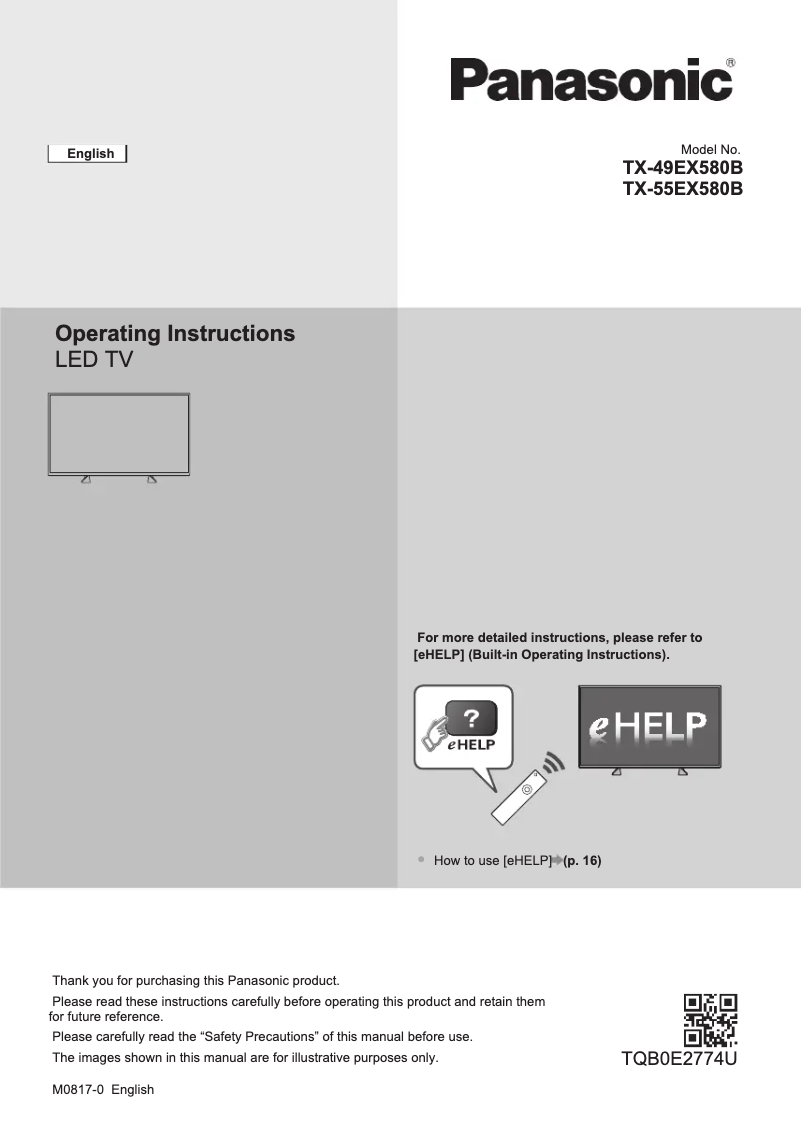 Página 1 del manual Guía de inicio rápido Panasonic TX-49EX580B