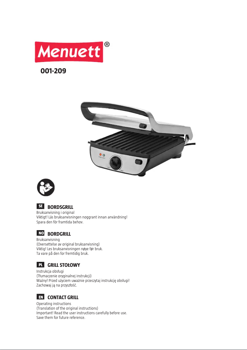 Página 1 del manual Manual de usuario Menuett 001-209