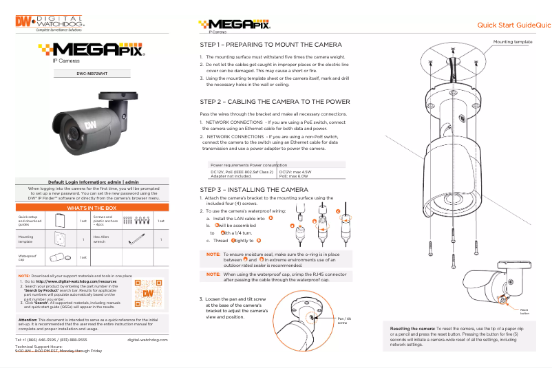Page n°1 - Manuel utilisateur Digital Watchdog MegaPix DWC-MB72WI4T