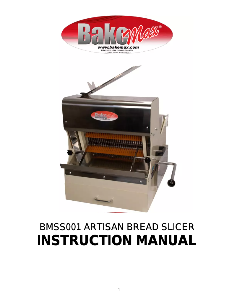 Page n°1 - Manuel utilisateur BakeMax BMSS001