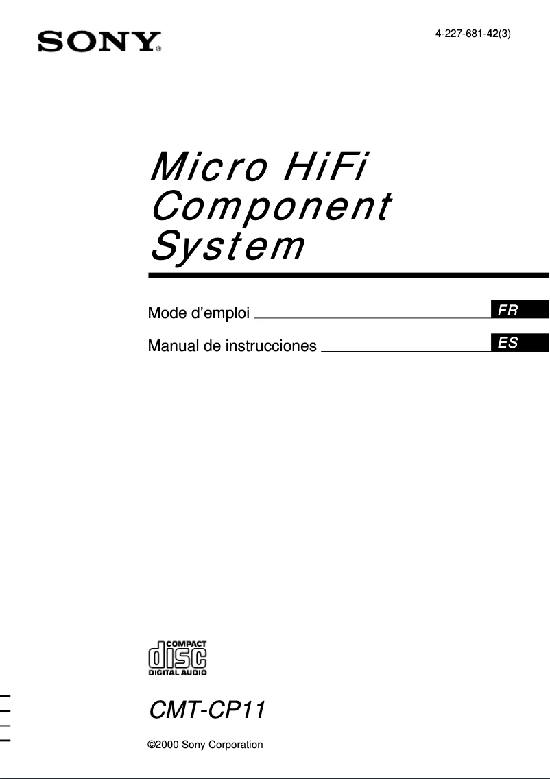 Page 1 de la notice Manuel utilisateur Sony CMT-CP11