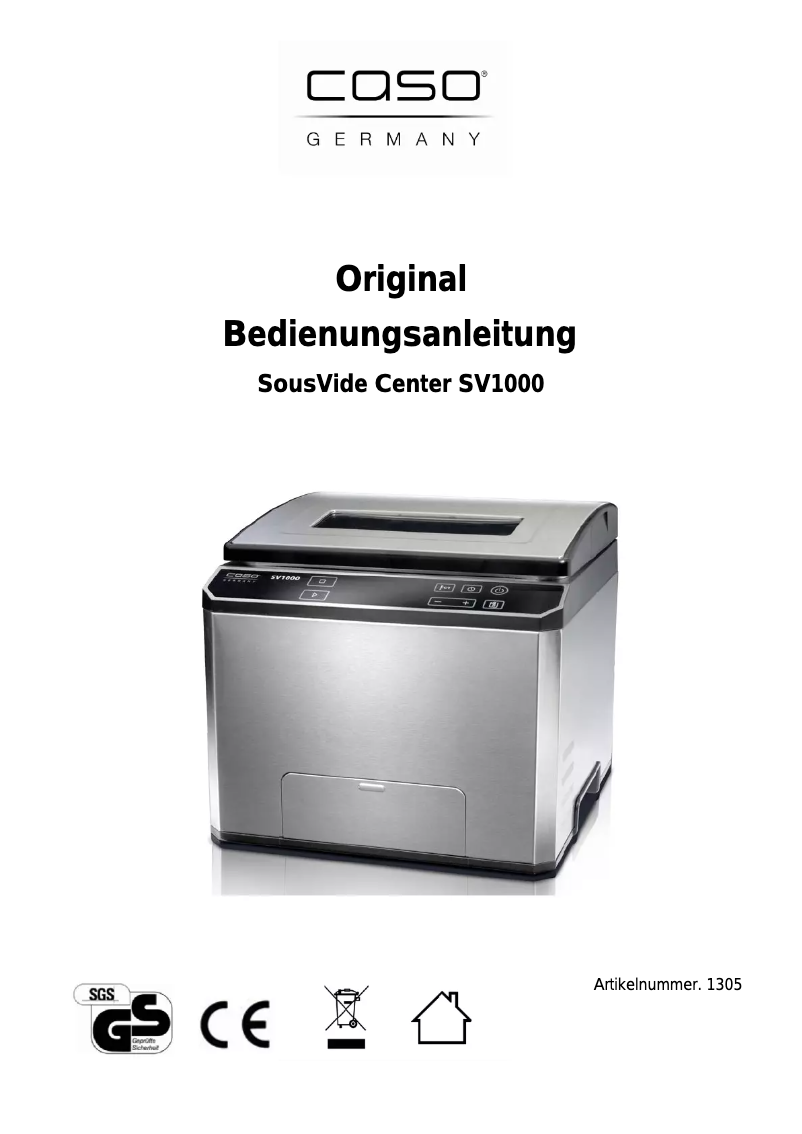 Page 1 de la notice Manuel utilisateur Caso SousVide Center SV1000