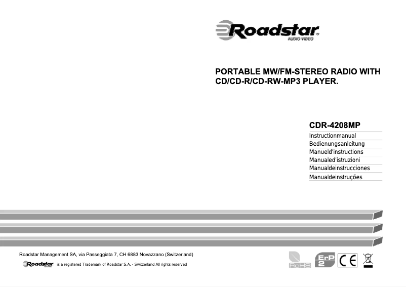 Page n°1 - Manuel utilisateur Roadstar CDR-4208MP/SL