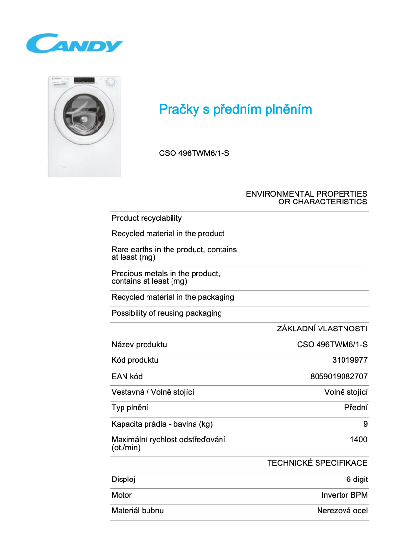 Image de la première page du manuel de l'appareil CSO 496TWM6/1-S