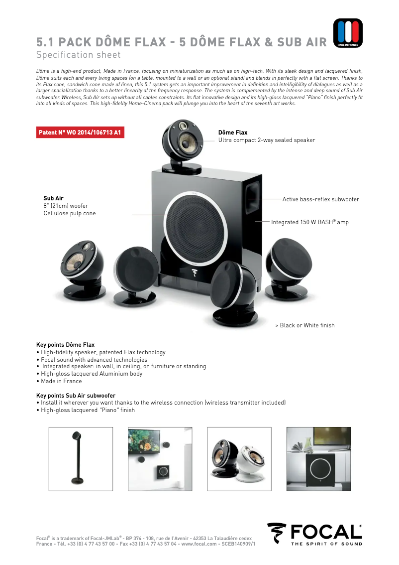 Página 1 del manual Ficha técnica Focal Sub Air