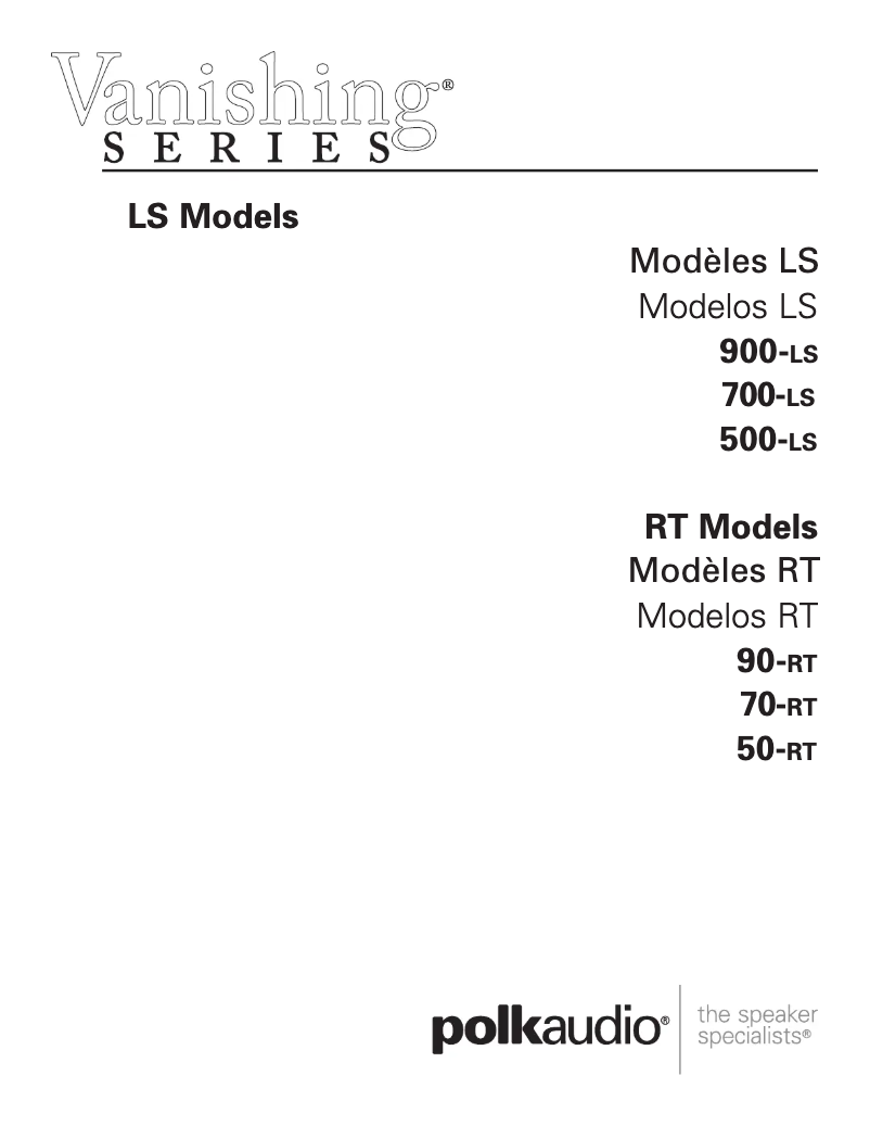 Page 1 de la notice Manuel utilisateur Polk Vanishing 70-RT
