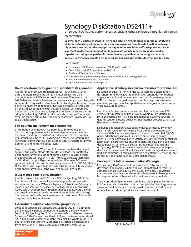 Image de la première page du manuel de l'appareil DiskStation DS2411+