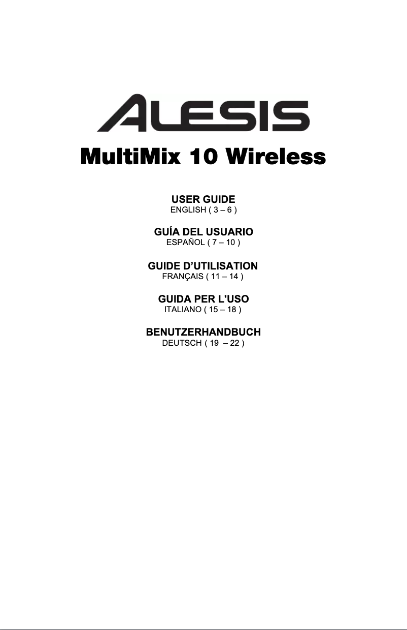Page 1 of the manual User Manual Alesis MultiMix 10